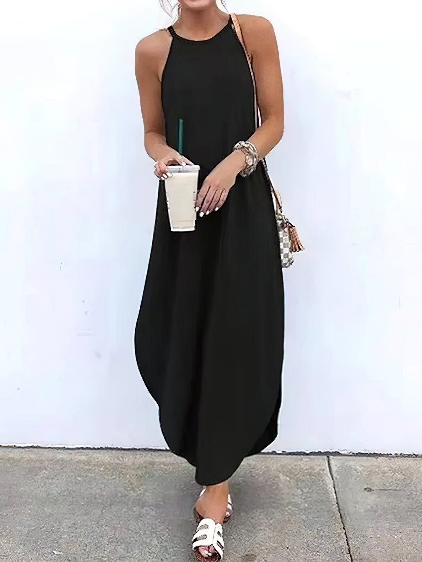 Damen lässiges Maxikleid mit hoher Taille Sovae