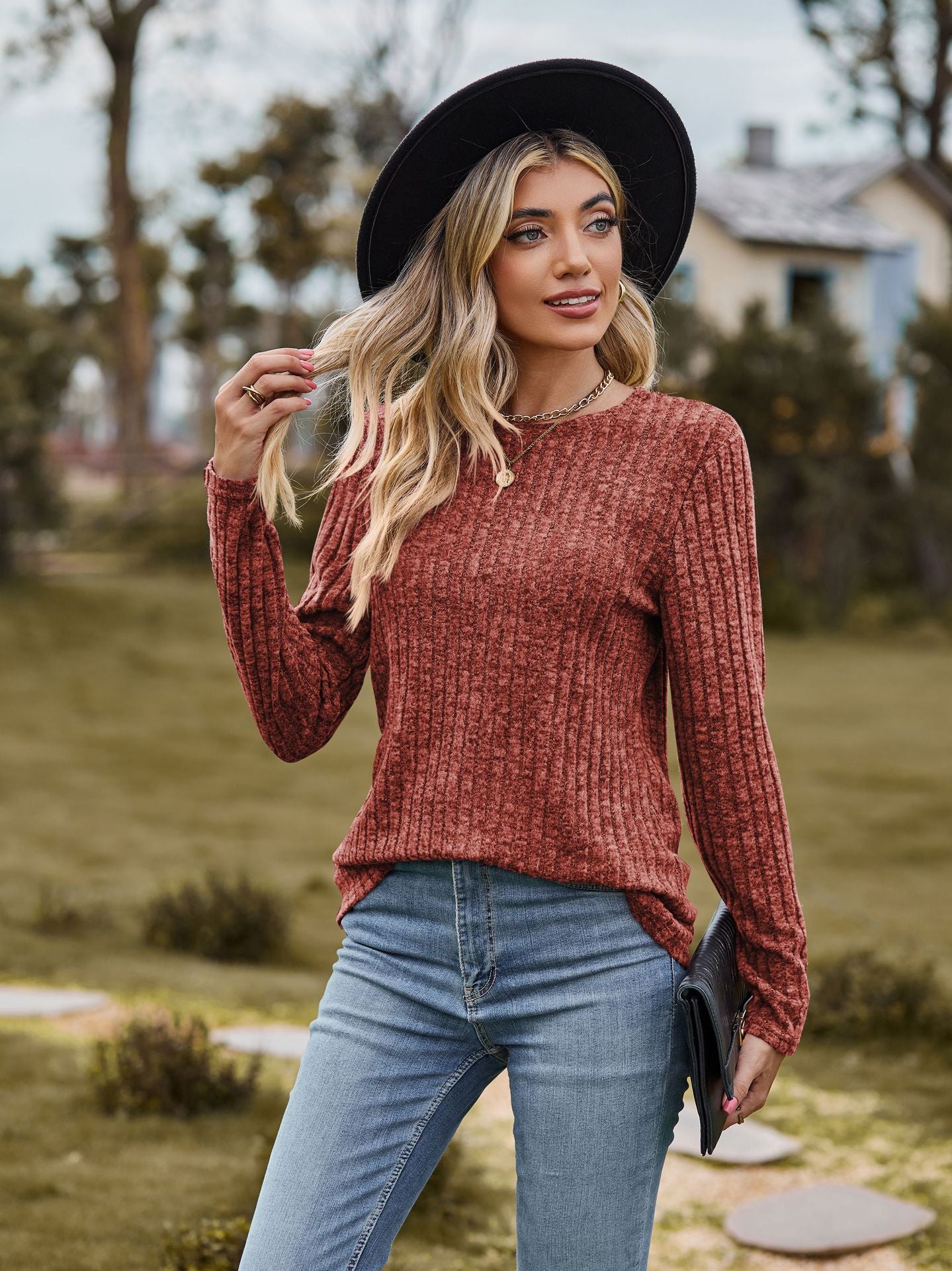 Damen Feinstrickpullover mit geripptem Design und lässigem Schnitt Sovae