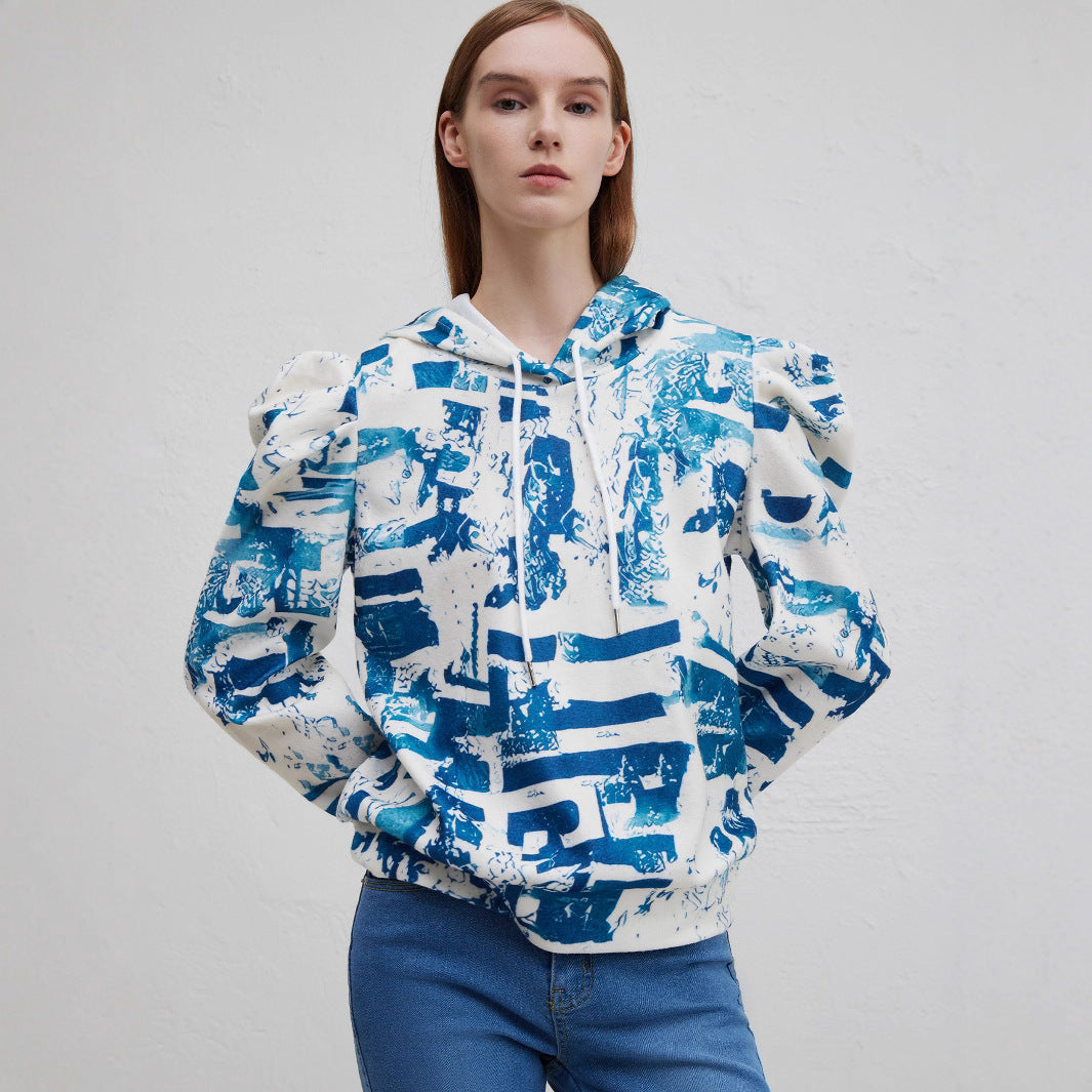 Damen lässiger Hoodie mit Puffärmeln Sovae