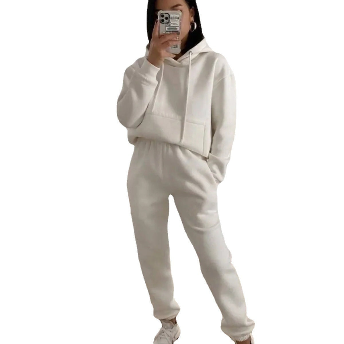 Damen lässiger Fleece-Hoodie und Jogginghose Set Sovae