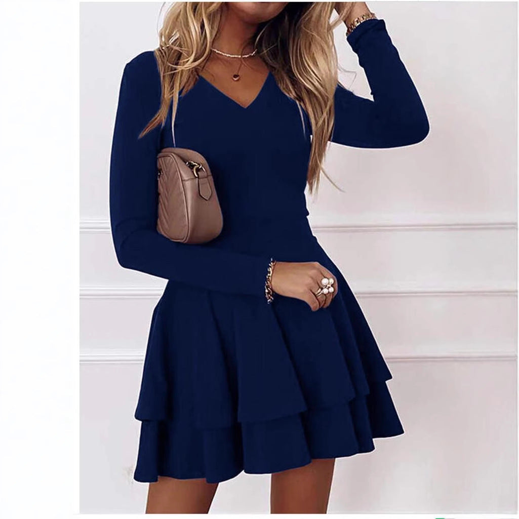 Damen V-Ausschnitt Minikleid mit Volant-Design Sovae