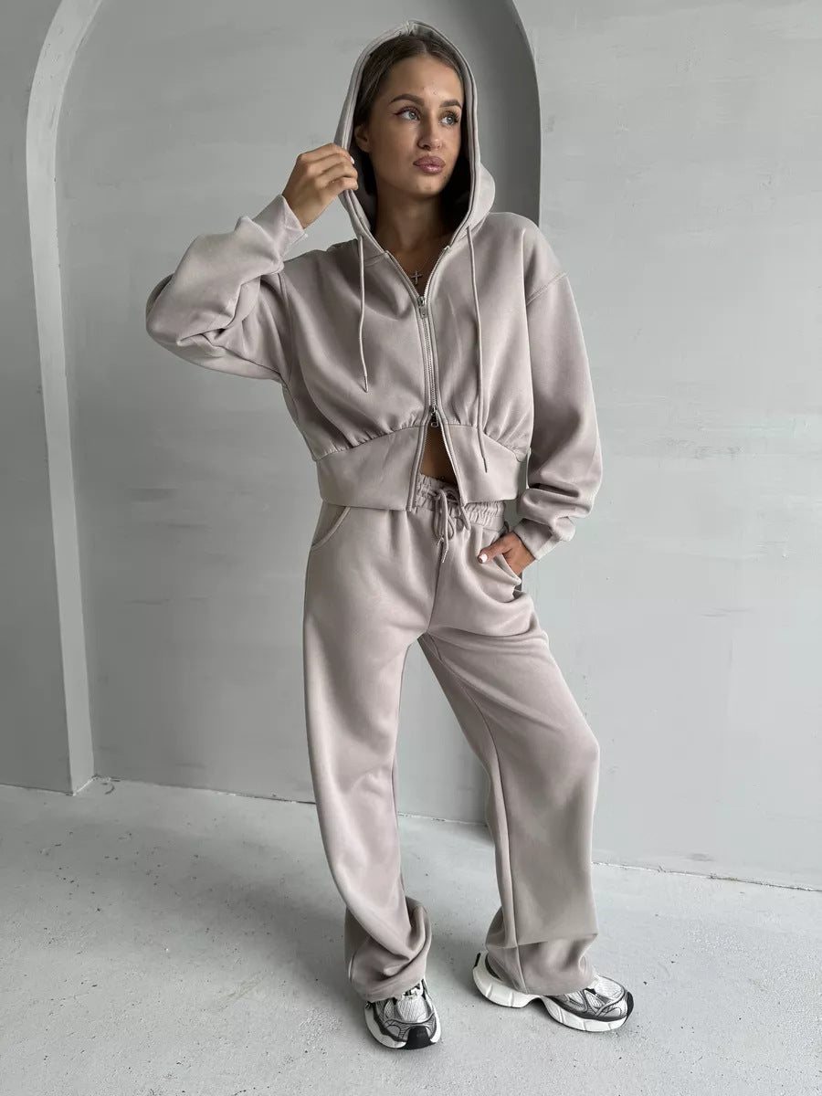 Damen cropped Hoodie und entspannte Jogginghose Set Sovae