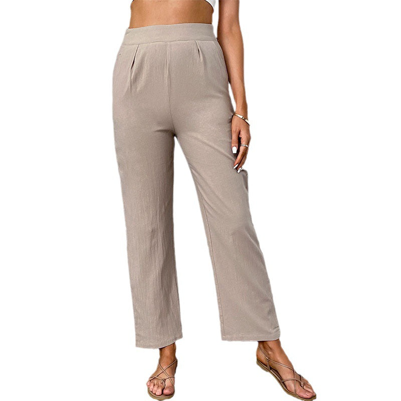 Damen elegante und bequeme Leinenhose Sovae