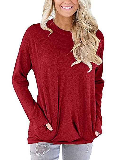 Damen Lässiger Pullover mit Taschen Sovae