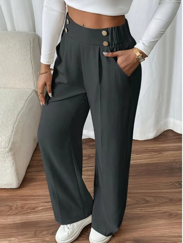 Damen Hochbundhose mit eleganter Knopfdetails Sovae