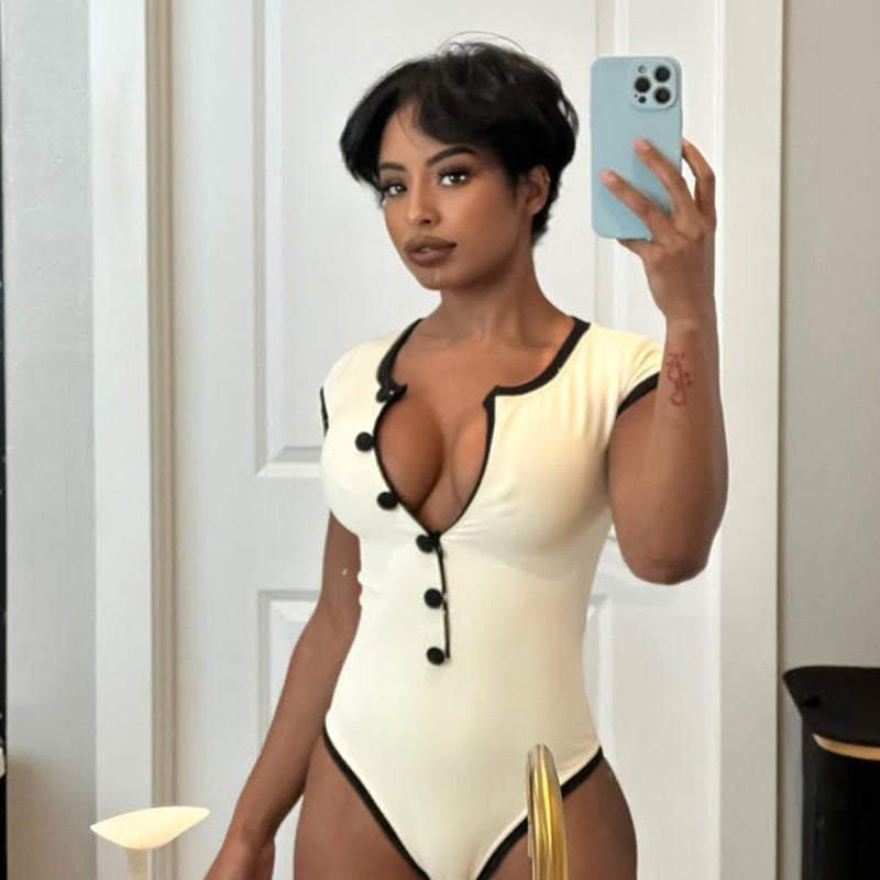 Damen bodenlanges T-Shirt Kleid mit Knopfleiste Sovae