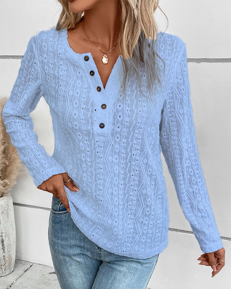 Damen Langarmshirt mit Knopfleiste Sovae