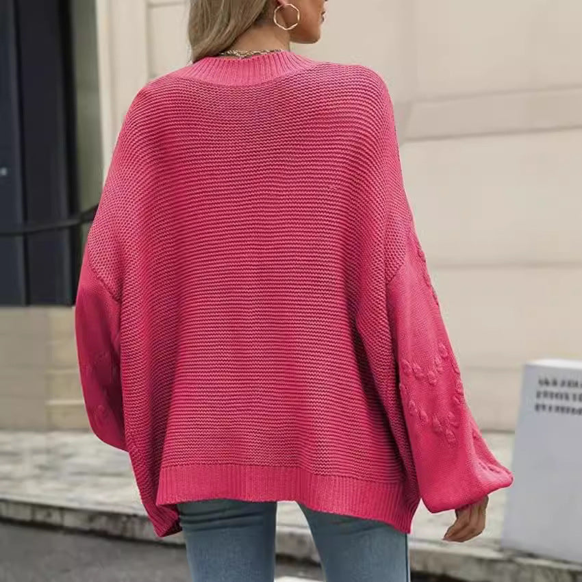Damen Strickjacke mit Ballonärmeln und strukturierter Maschenoptik Sovae