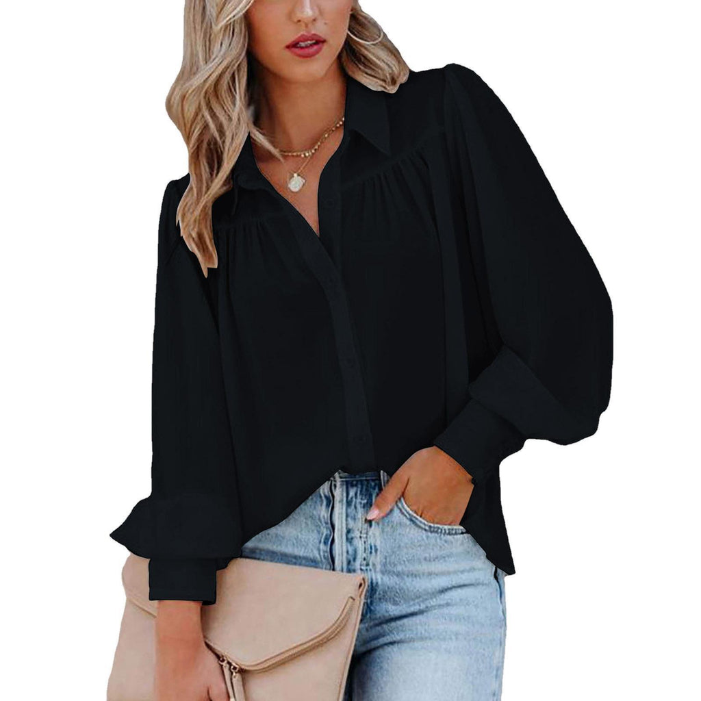 Damen Bluse mit voluminösen Ärmeln und eleganten Rüschendetails Sovae