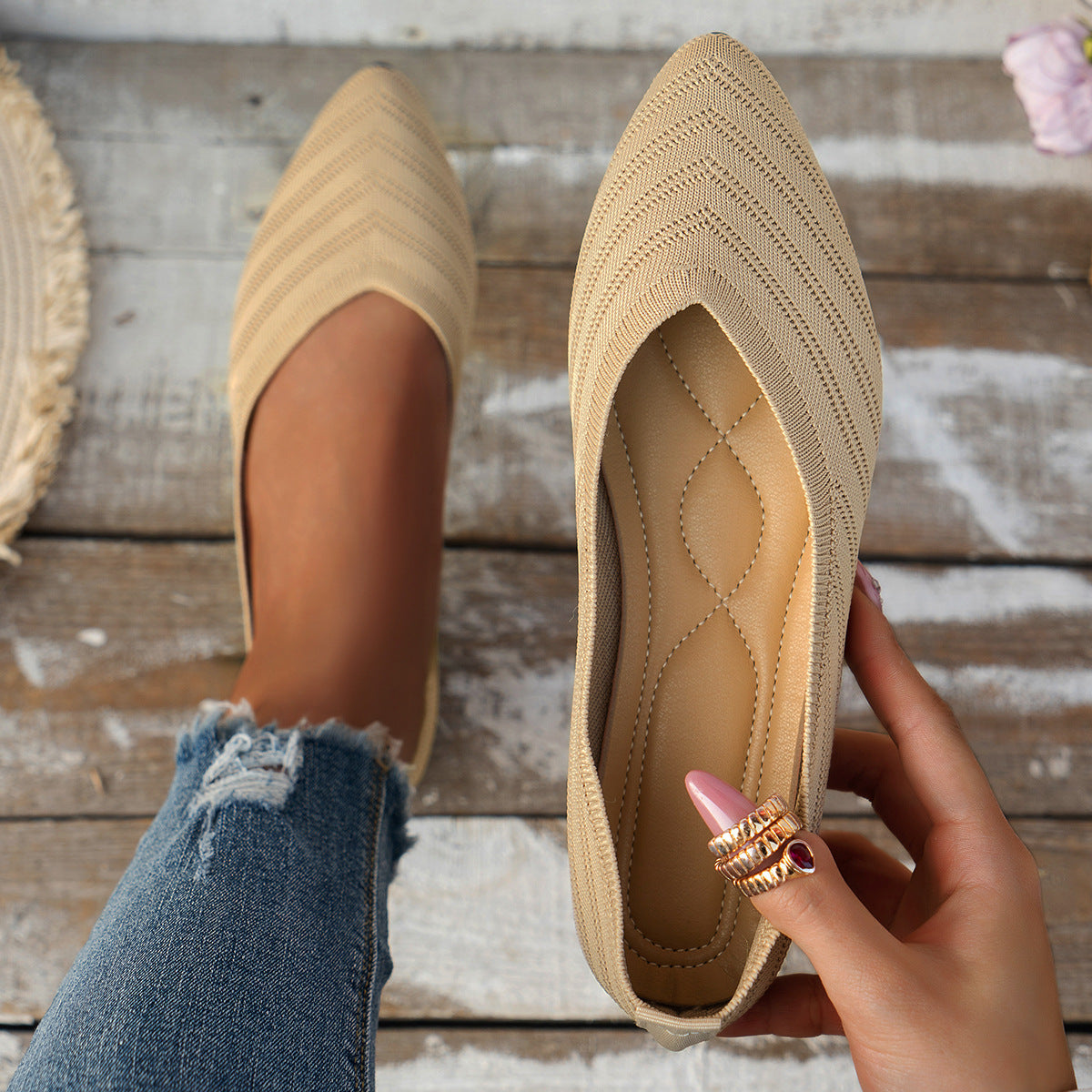 Damen spitze Ballerinas aus atmungsaktivem Gewebe Sovae