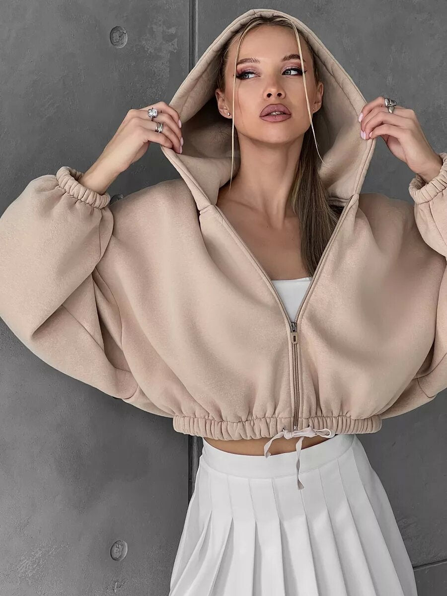 Damen cropped Kapuzenpullover Sovae