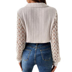 Damen Strickbluse mit Spitzenärmeln Sovae