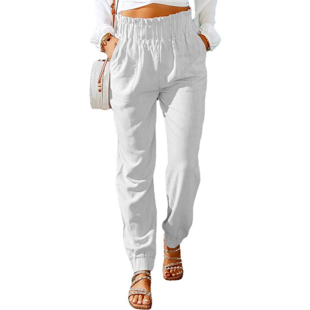 Damen Bequeme und elegante Sommerhose mit elastischem Bund und praktischen Taschen Sovae