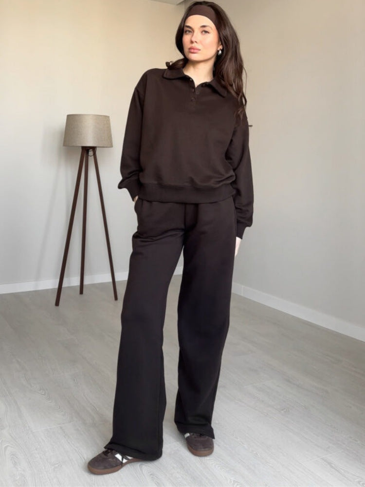 Damen Sportliches Loungewear-Set mit Polokragen Sovae