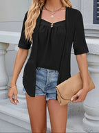 Damen Modische Kurzarm-Cardigan mit offenem Schnitt Sovae