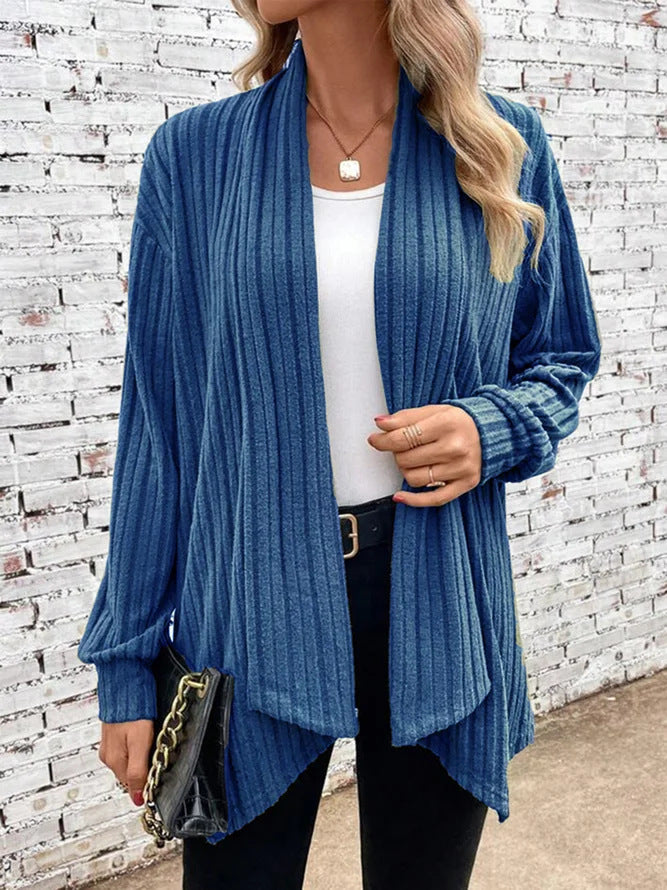 Damen offener Strickcardigan mit vertikalen Streifen Sovae