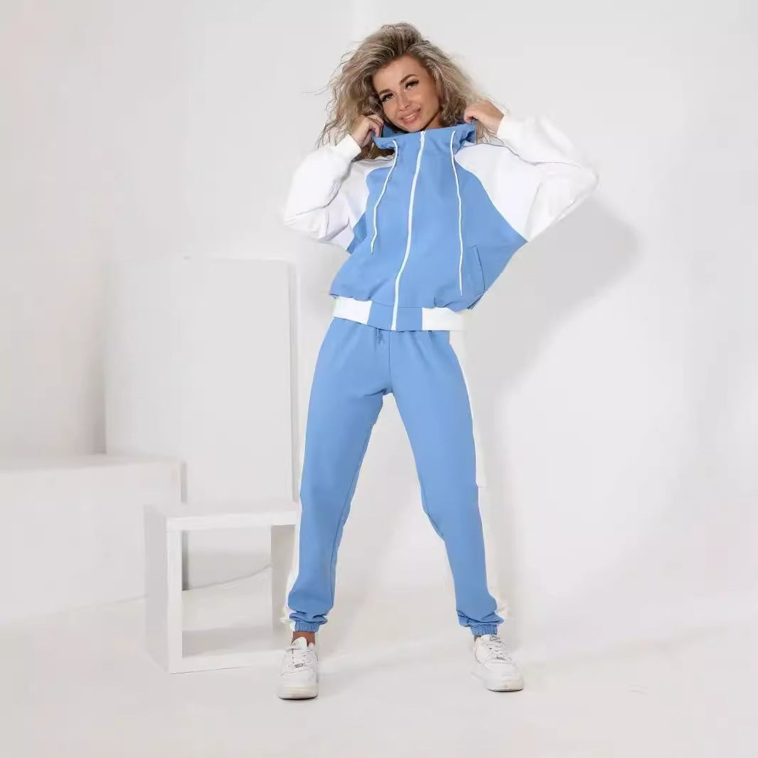 Damen sportlicher Fleece-Jogginganzug mit modischem Reißverschluss Sovae