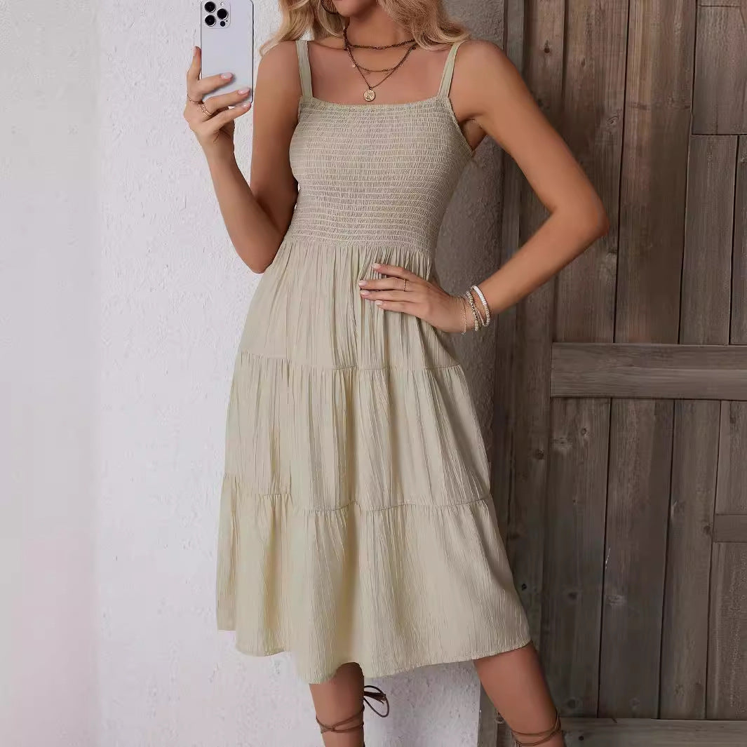 Damen Sommerliches Midikleid mit Rüschendetails Sovae