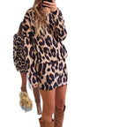 Damen Pulloverrock Set mit Leopardenmuster Sovae