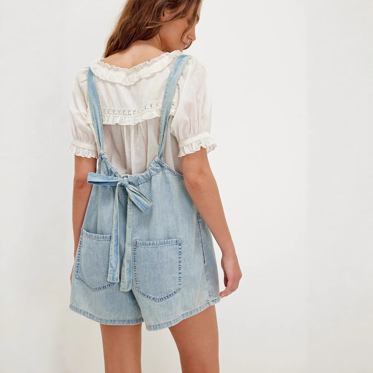 Damen modischer Jeans-Overall mit Spaghettiträgern Sovae