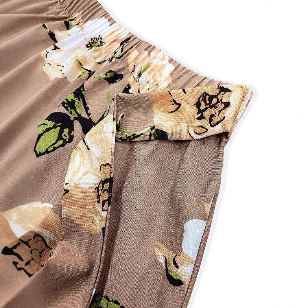 Damen Maxi-Rock mit floralem Muster und taillierter Schleife Sovae