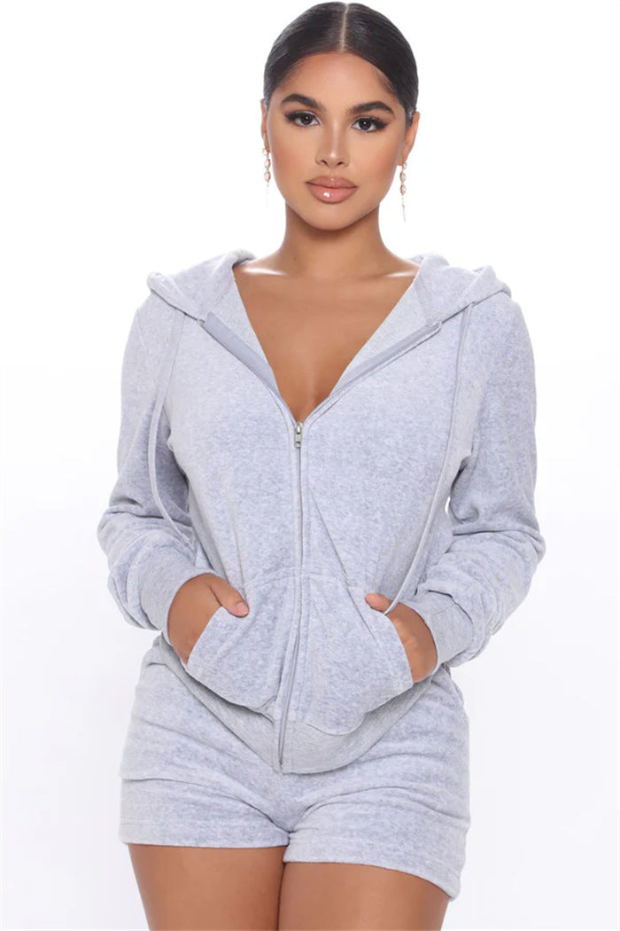 Damen Fleece Kapuzenset Sovae