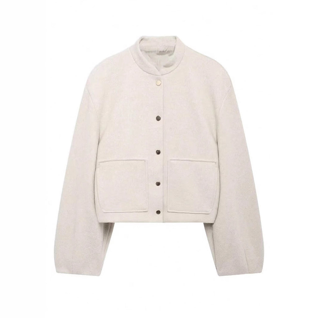 Damen modische kurz geschnittene Jacke mit praktischen Taschen Sovae