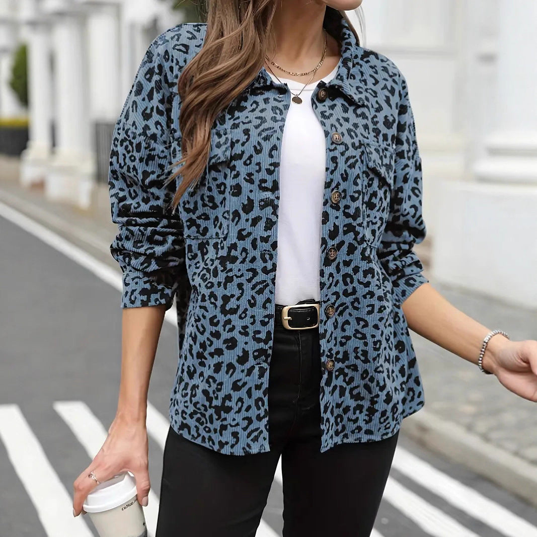 Damen Flanelljacke mit Leopardenmuster Sovae