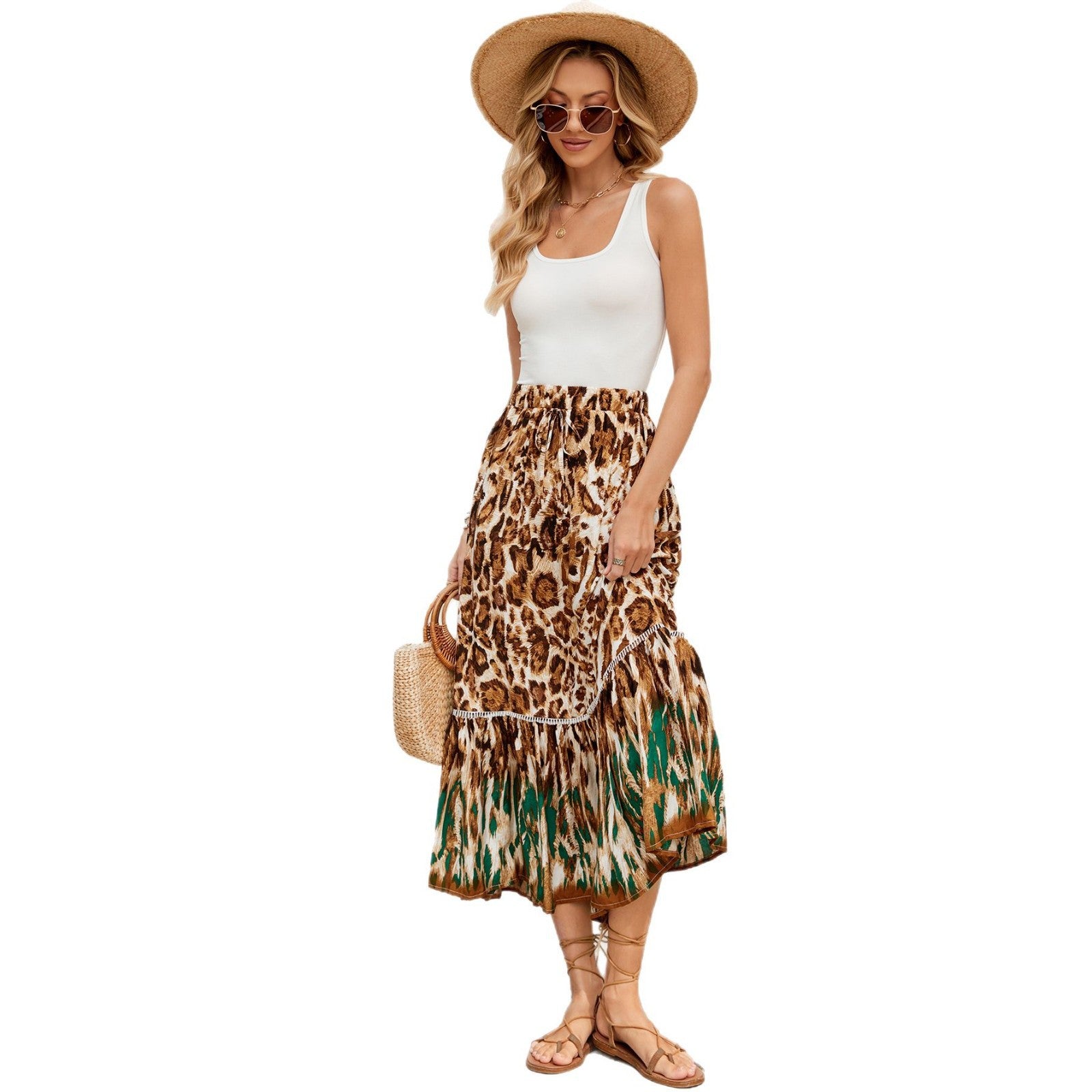 Damen Boho-Rock mit lässigen Rüschen Sovae