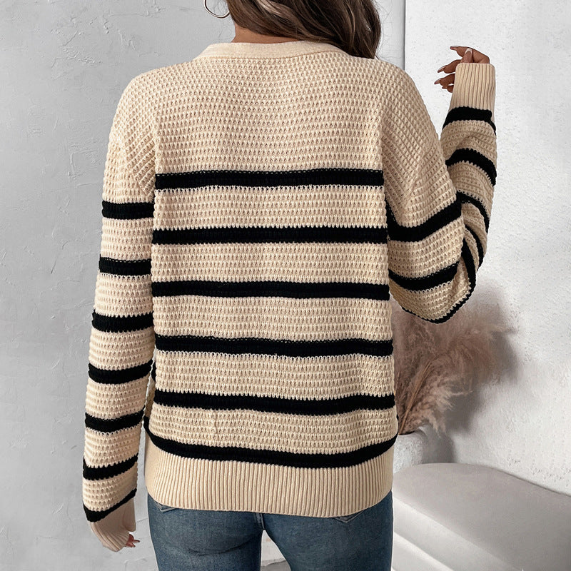 Damen Strickpullover mit Knopfleiste Sovae
