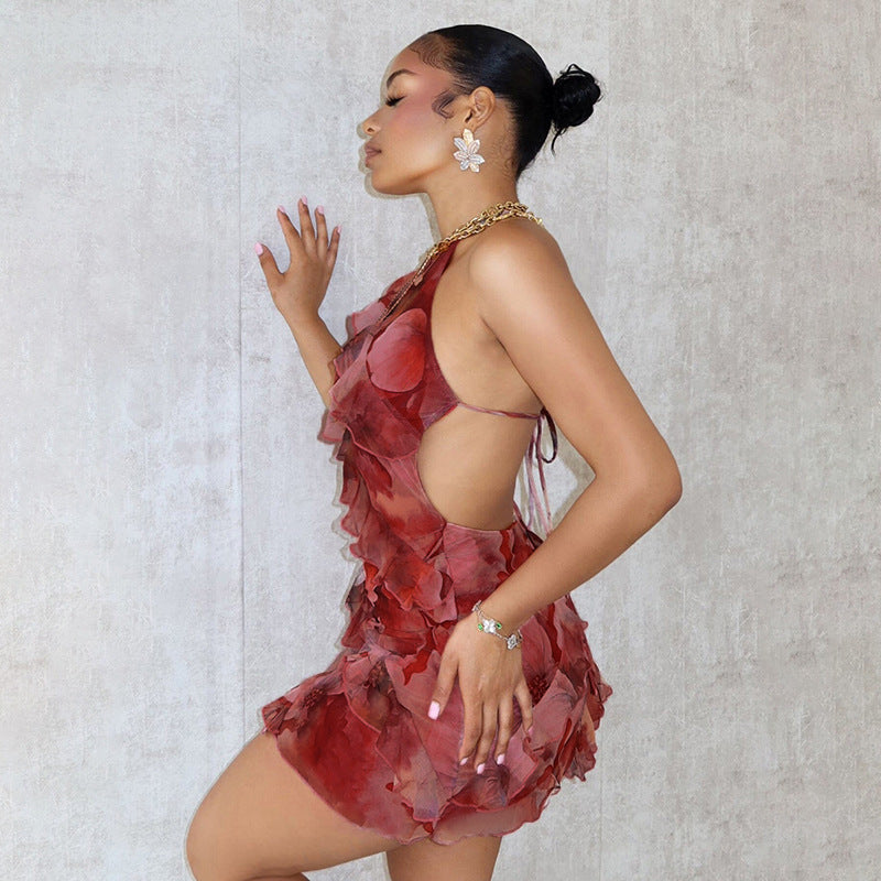 Damen Mini-Kleid mit verspieltem Rüschendesign Sovae