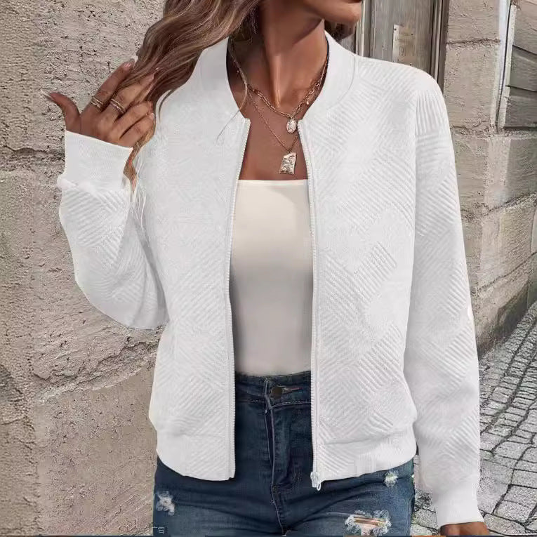 Damen lässige Zip-Jacke mit strukturiertem Design Sovae