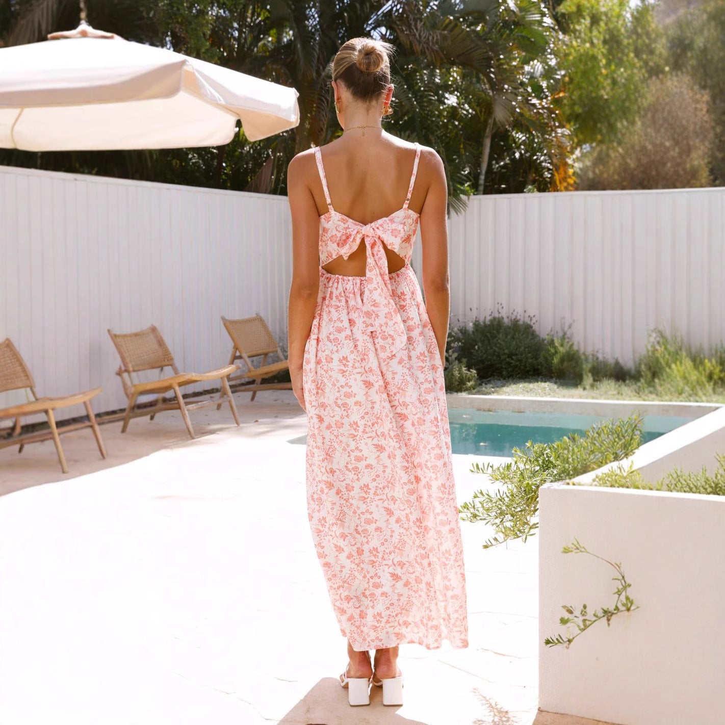 Damen Maxikleid mit floralen Mustern Sovae