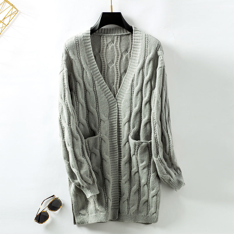 Damen Strickjacke mit einem stilvollen Flechtmuster Sovae