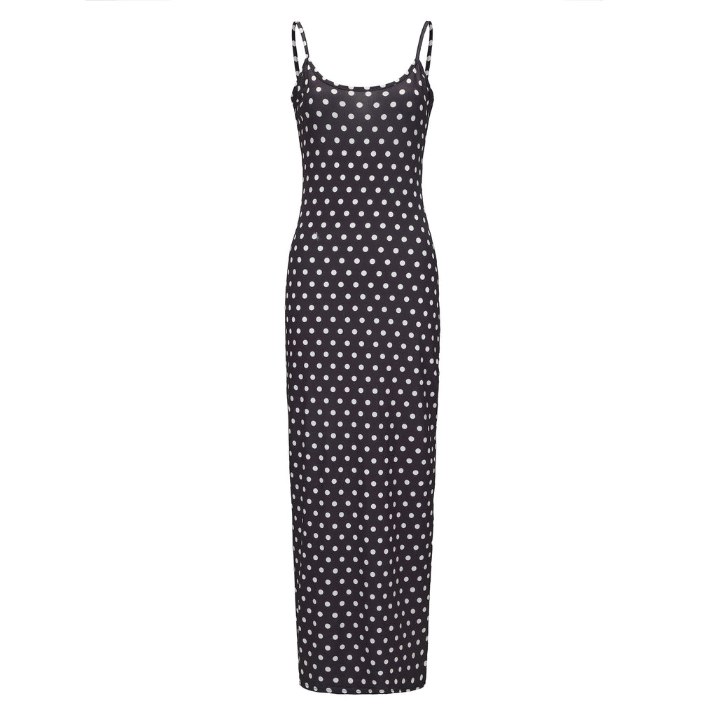 Damen Elegantes Maxikleid mit Punkten Sovae
