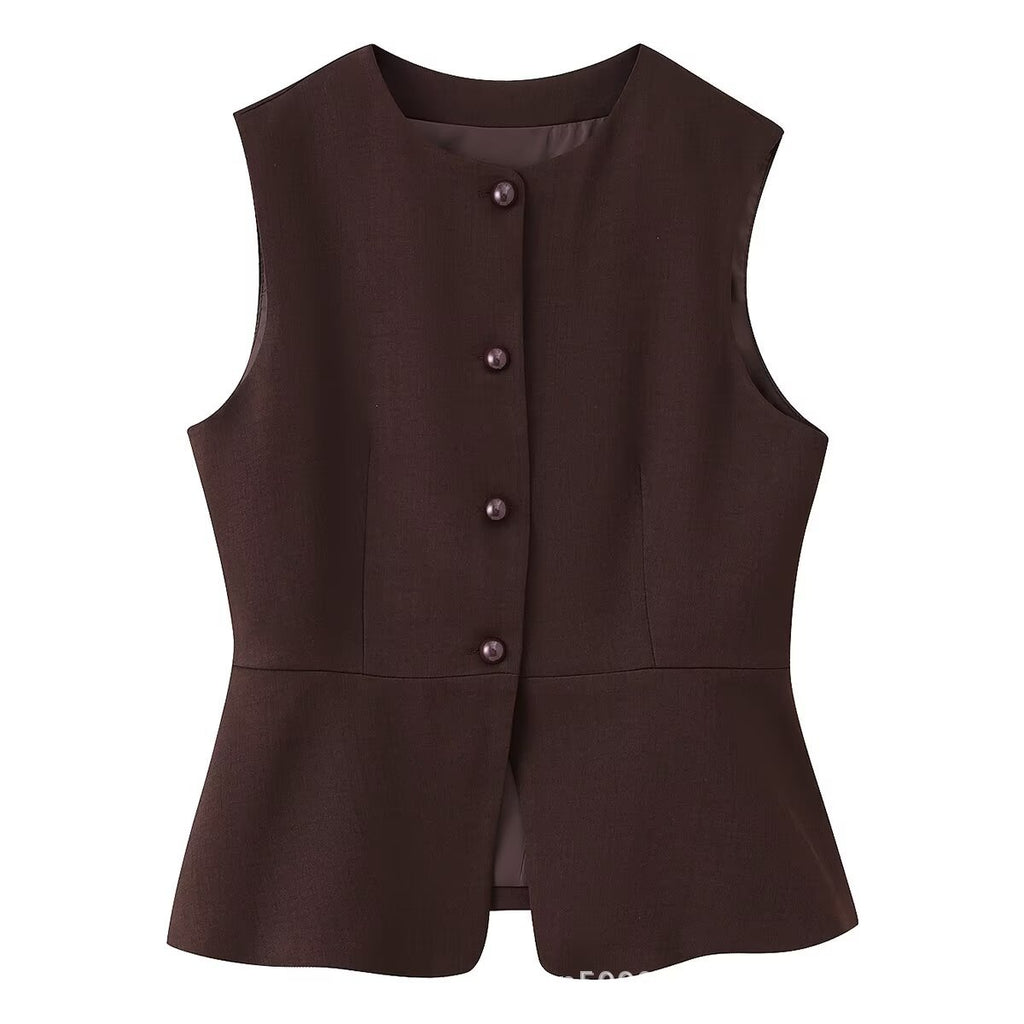 Damen ärmellose Blazer-Jacke Sovae