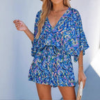 Damen lässiger Kurzoverall mit weitem Schnitt und taillierbarem Band Sovae