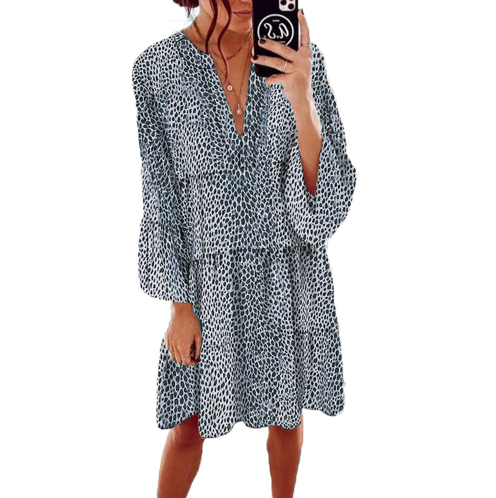 Damen luftiges Midi-Kleid mit tierischem Muster Sovae