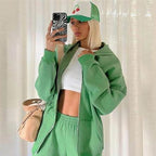 Damen bequemer Oversized Sweatjacke mit hohem Kragen und passenden Jogginghosen Sovae