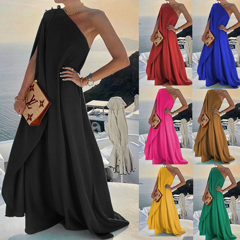 Damen asymmetrisches drapiertes Abendkleid Sovae