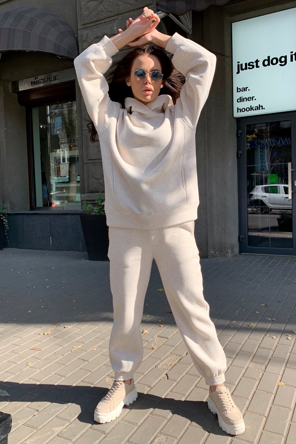 Damen sportlicher Hoodie und Jogginghose Set Sovae