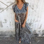 Damen lässiger Jumpsuit mit tierischem Druck und Taschen Sovae