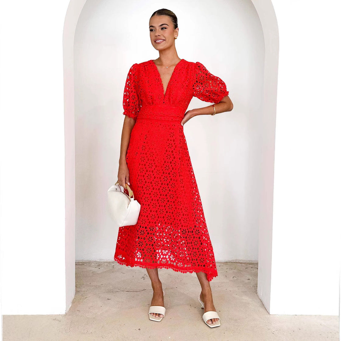Damen Spitzen-Maxikleid Sovae