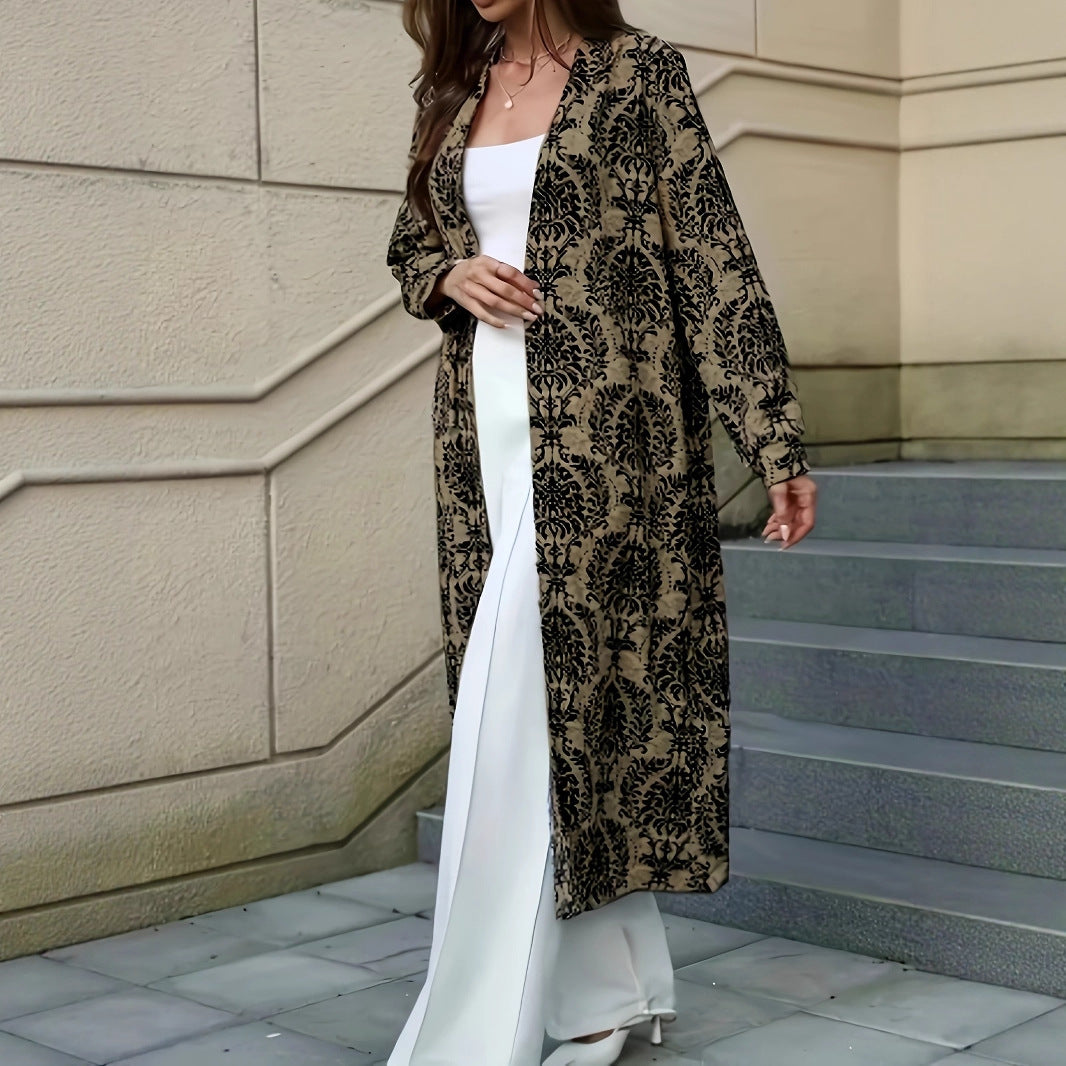 Damen Elegante Longjacke mit floralem Muster Sovae