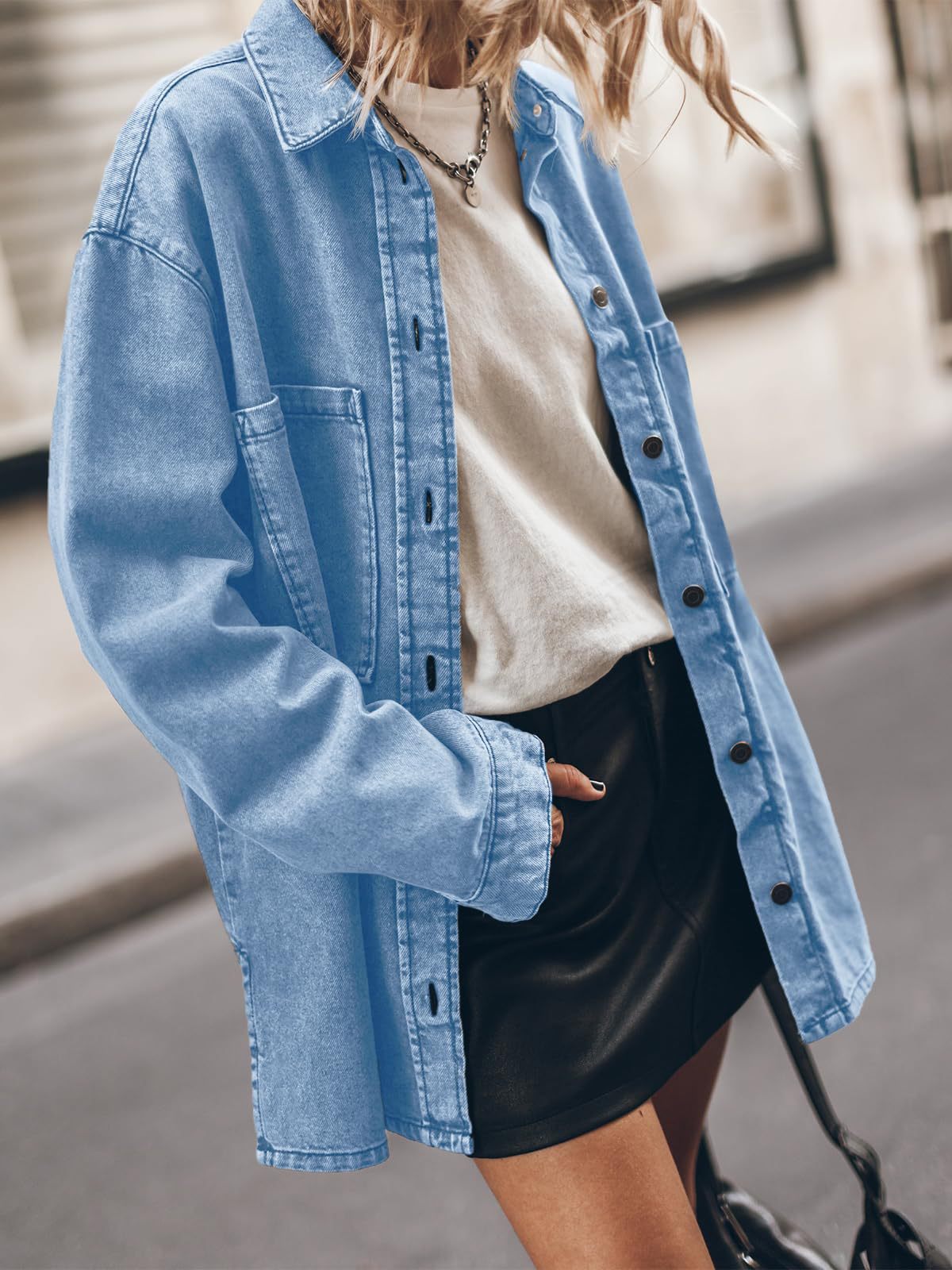 Damen Oversized Jeansjacke Sovae