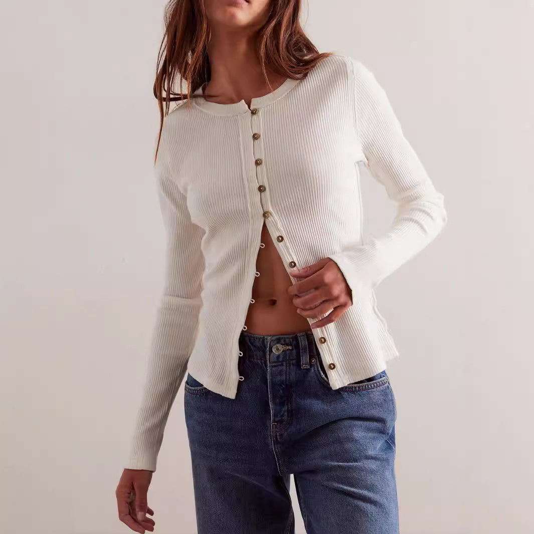 Damen Strickjacke mit Knopfdetails und leichtem Rippstrukturdesign Sovae
