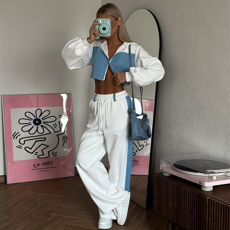 Damen Sportliches Cropped-Set mit farblich abgestimmten Akzenten Sovae