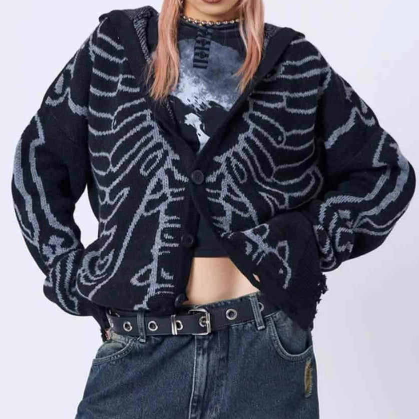 Damen Großer Kapuzenpulli mit auffälligem Grafikumhang und unkonventionellem Schnitt Sovae