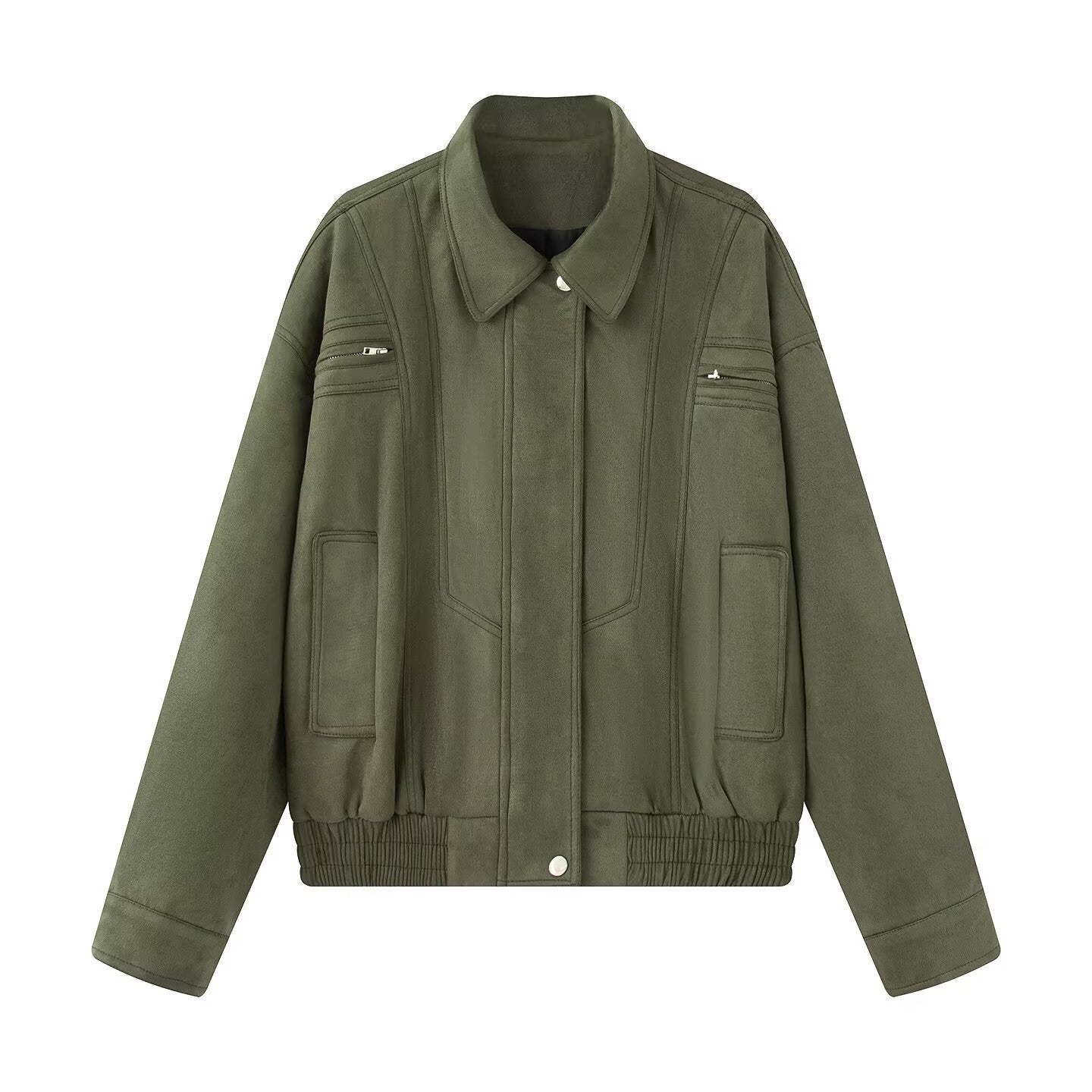 Damen modische Übergangsjacke mit seitlichen Taschen und hohem Kragen Sovae