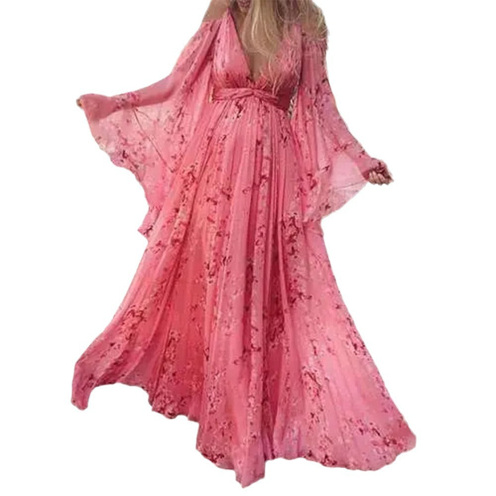 Damen romantisches Maxikleid mit schwingenden Ärmeln Sovae